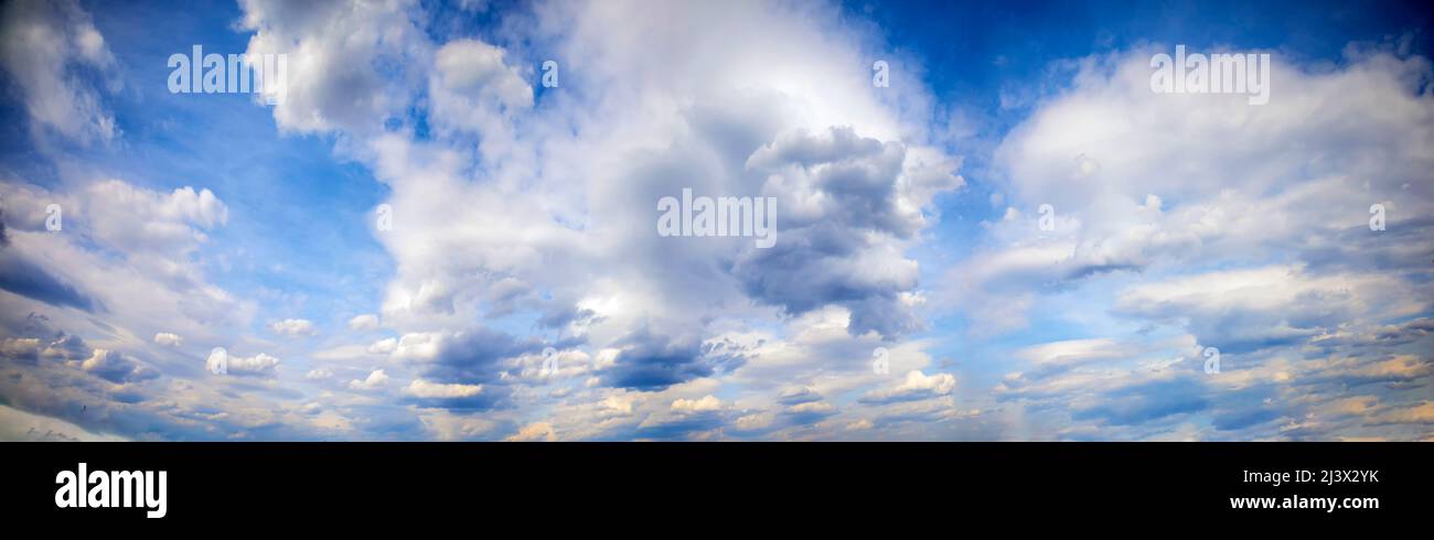Panorama of blue sky with white clouds Stock Photo - Alamy