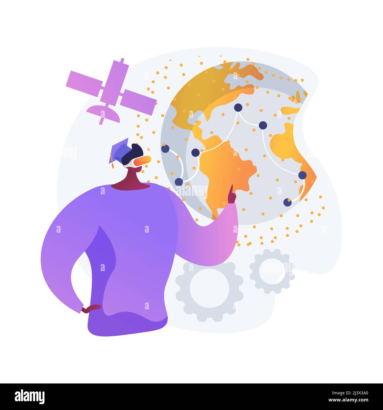 Interactive learning experience abstract concept vector illustration. E-learning platform software, social networking, online content, homeschooling i Stock Vector