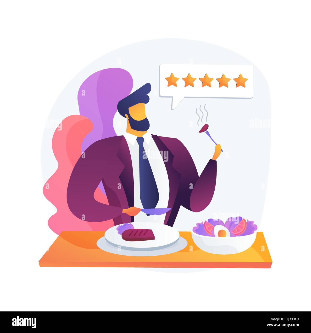 Food critic abstract concept vector illustration. Analyze food, restaurant chef, write review, rating, expert opinion, culinary show, undercover guest Stock Vector