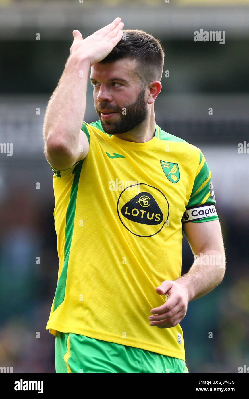 Grant Hanley #5 of Norwich City celebrates at the final whistle Stock Photo