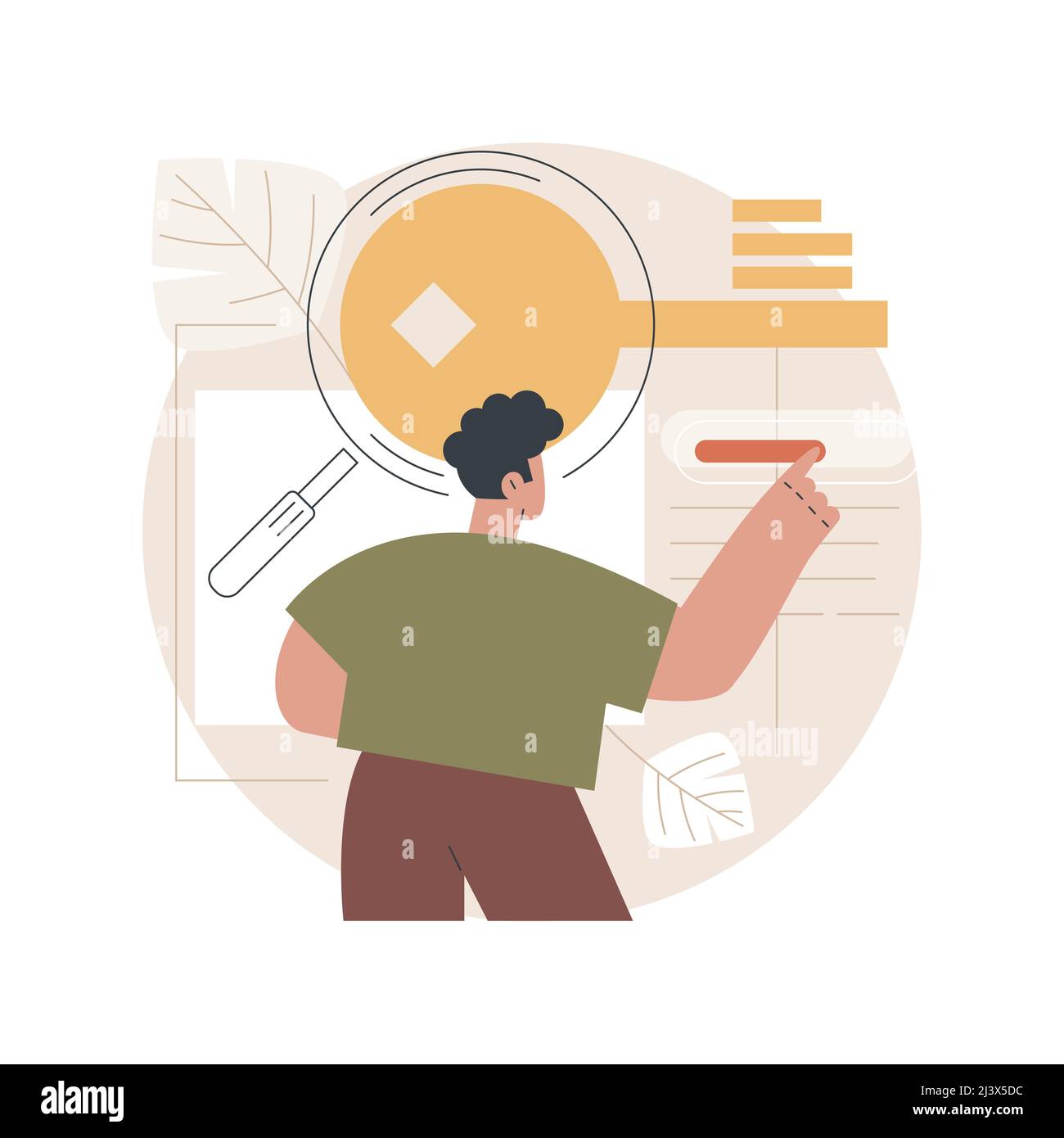 Keyword research abstract concept vector illustration. Keyword research service, website ranking, optimization solution, successful web campaign, prof Stock Vector