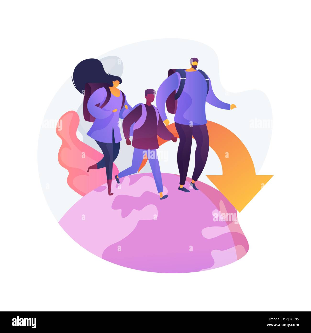 Internal migration abstract concept vector illustration. Domestic human migration, natural disaster, civil disturbance, arrive in capital, people with Stock Vector