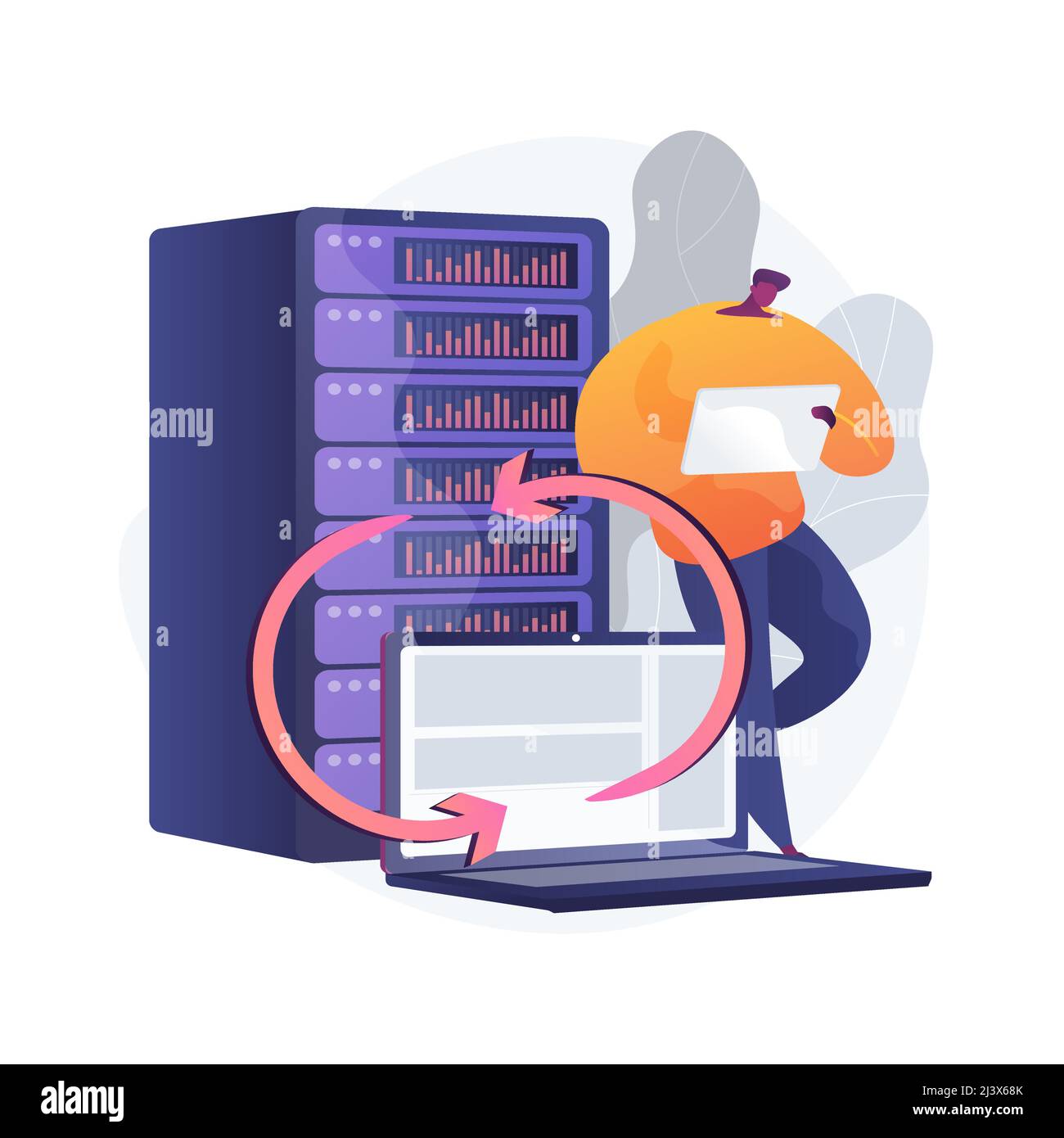 Backup server concept vector illustration. Online data backup software, secondary server, retrieval services to connected compu Stock Vector Image & Art - Alamy