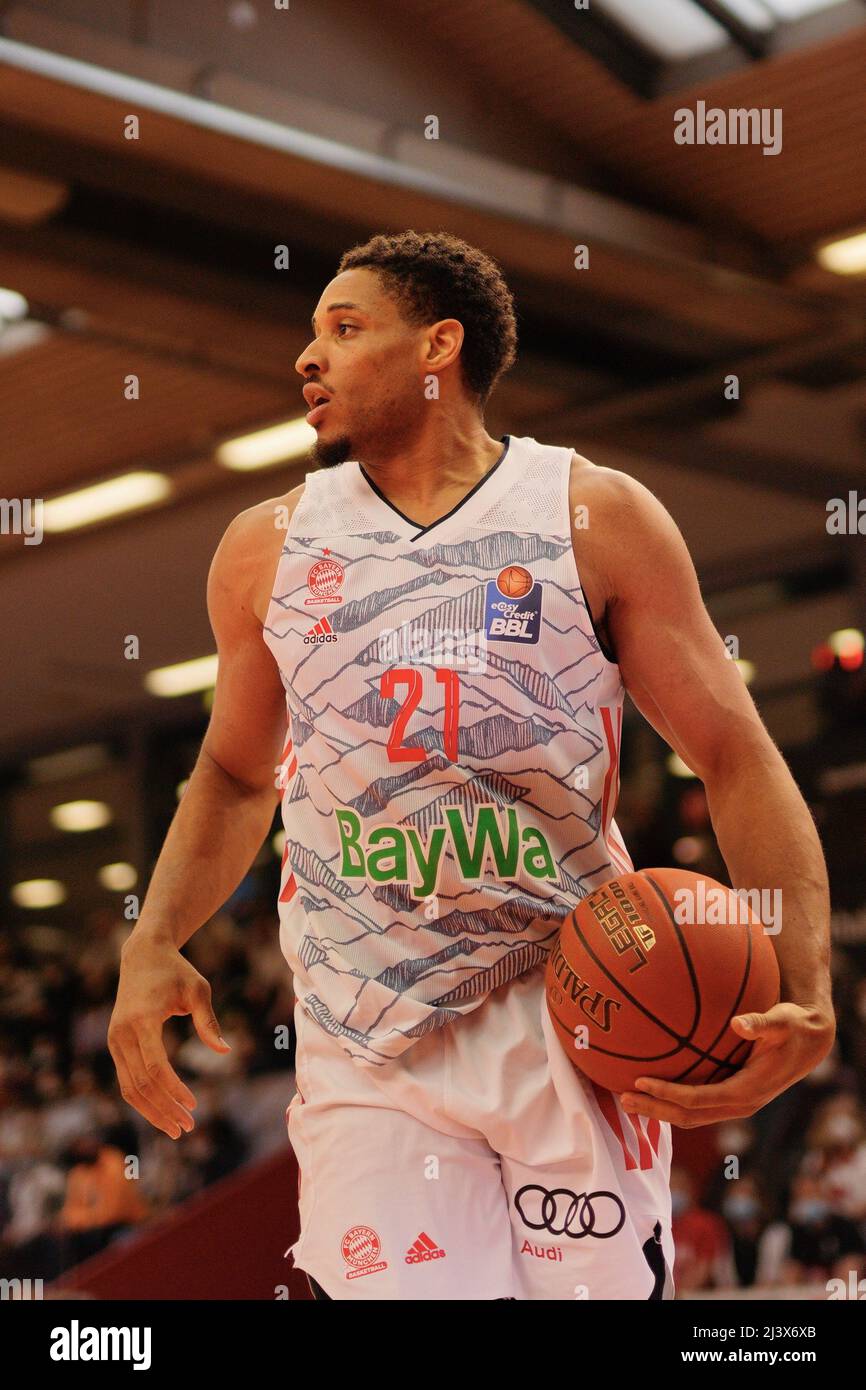 Giessen, Germany. 10th Apr, 2022. AUGUSTINE RUBIT ( 21 Bayern ) during the  easyCredit Basketball Bundesliga game between Jobstairs Giessen 46ers and FC  Bayern Basketball at Osthalle in Giessen, GERMANY. easyCredit Basketball