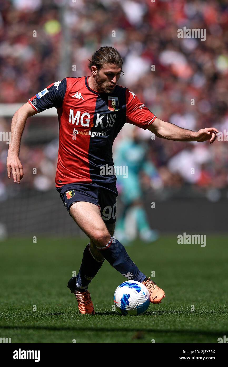 Genoa, Italy. 30 April 2022. Manolo Portanova of Genoa CFC in action during  the Serie A football match between UC Sampdoria and Genoa CFC. Credit:  Nicolò Campo/Alamy Live News Stock Photo - Alamy