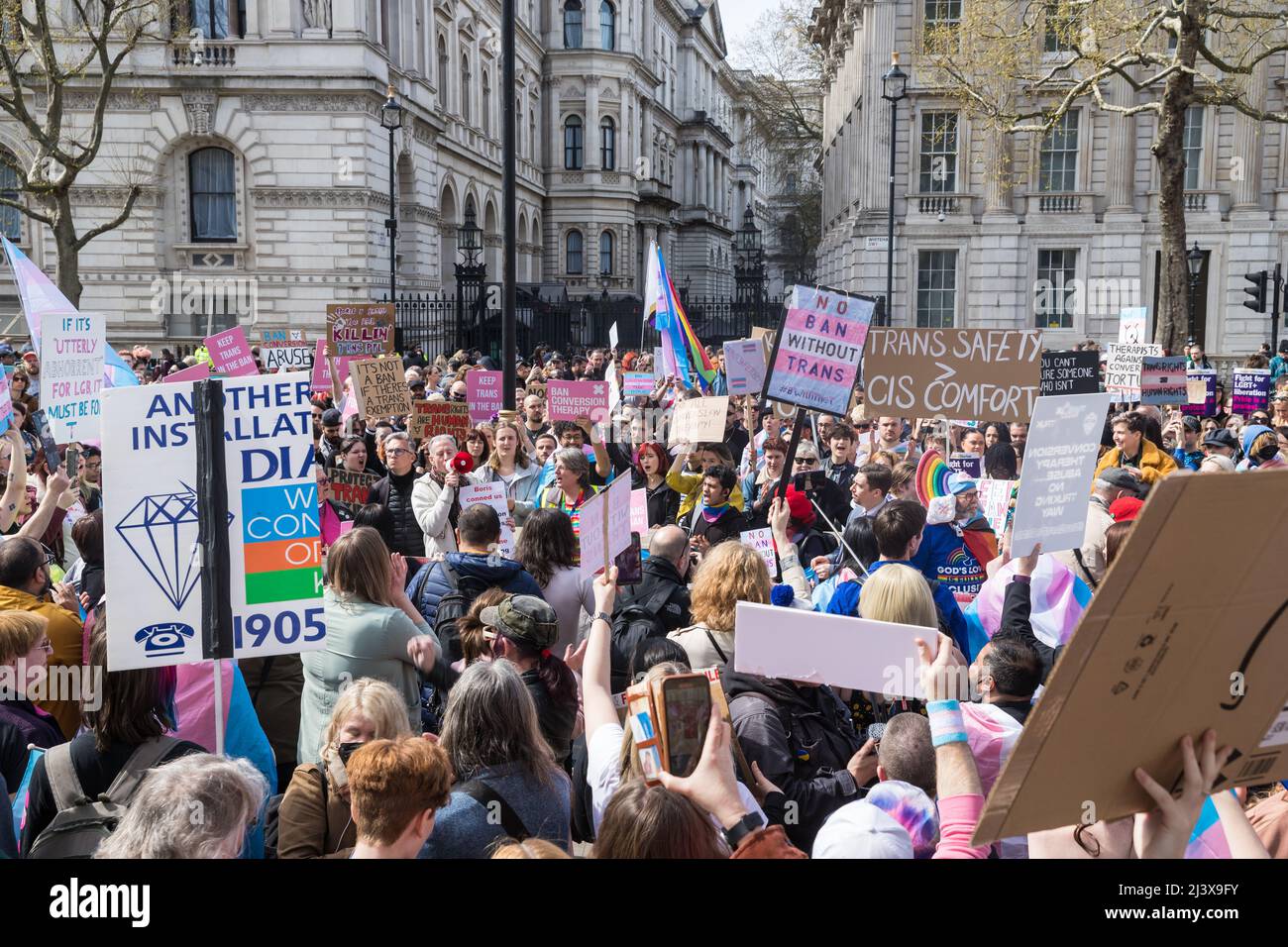 Protest demanding a ban on conversion therapy - Whitehall, London Stock Photo