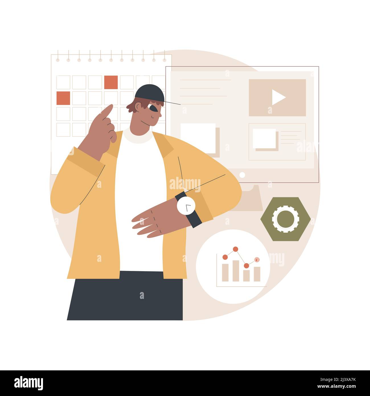 Project management abstract concept vector illustration. Business analysis, planning process, project management software, waterfall method, agile met Stock Vector