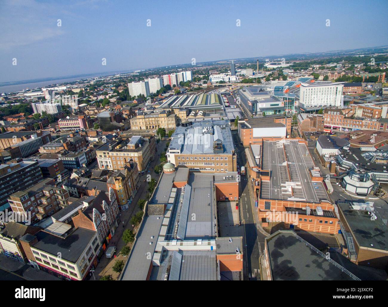 aerial view of Kingston upon Hull city centre, Jameson Street Stock