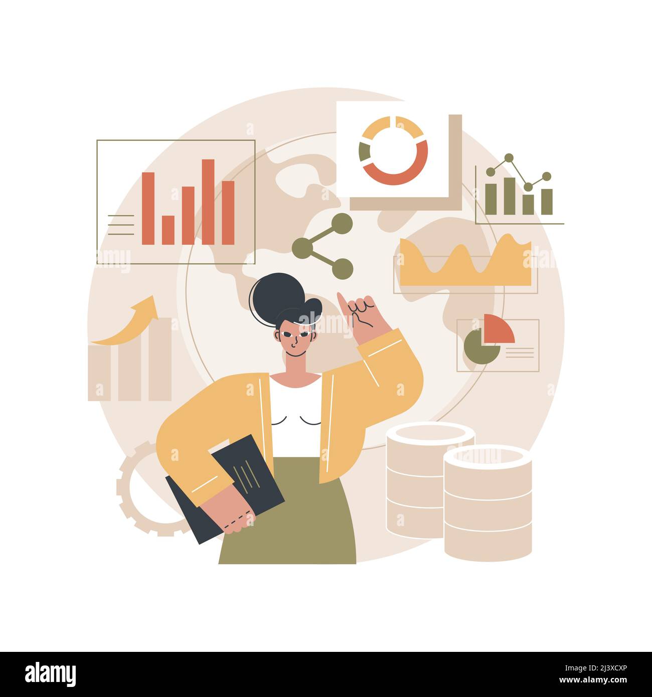 Climate data share and use abstract concept vector illustration 