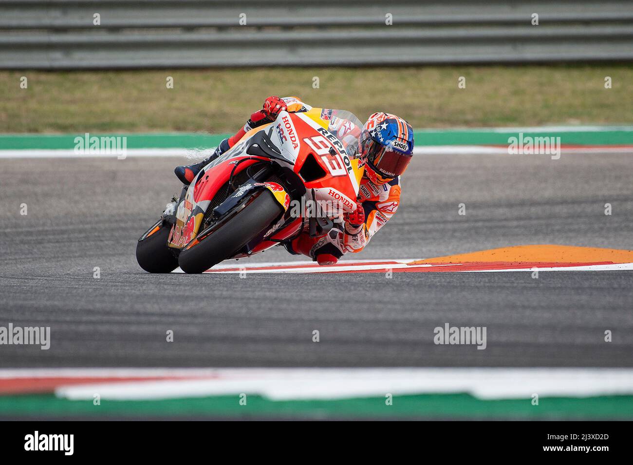 The Americas, Austin, Texas, USA. 10th Apr, 2022. Marc Marquez #93 with  Repsol Honda Team in action warm up at the MotoGP Red Bull Grand Prix of  the Americas, Circuit of The