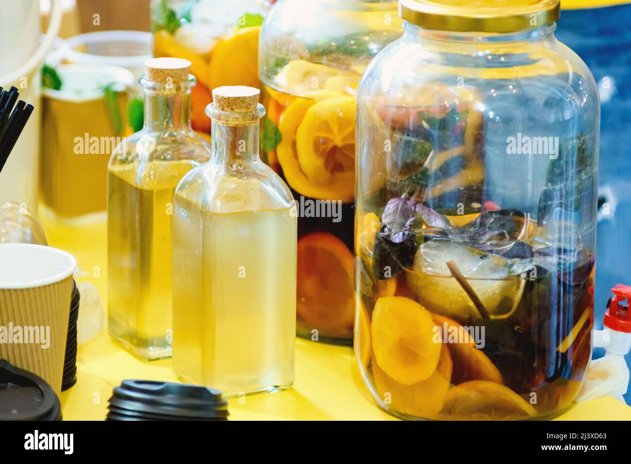 Medicinal drink made from fruits and herbs Stock Photo