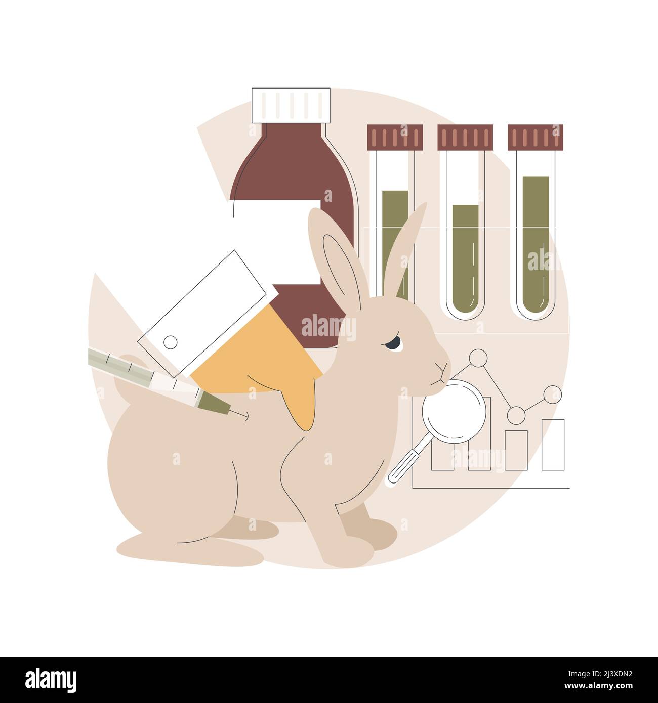 Animal testing of medicines abstract concept vector illustration. Drug test, laboratory rabbit