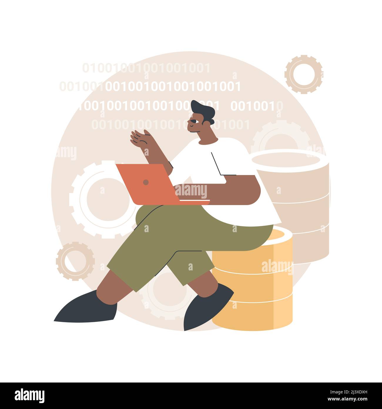 Big data applications abstract concept vector illustration. Big data analytics app development, information management software, database engineering, Stock Vector