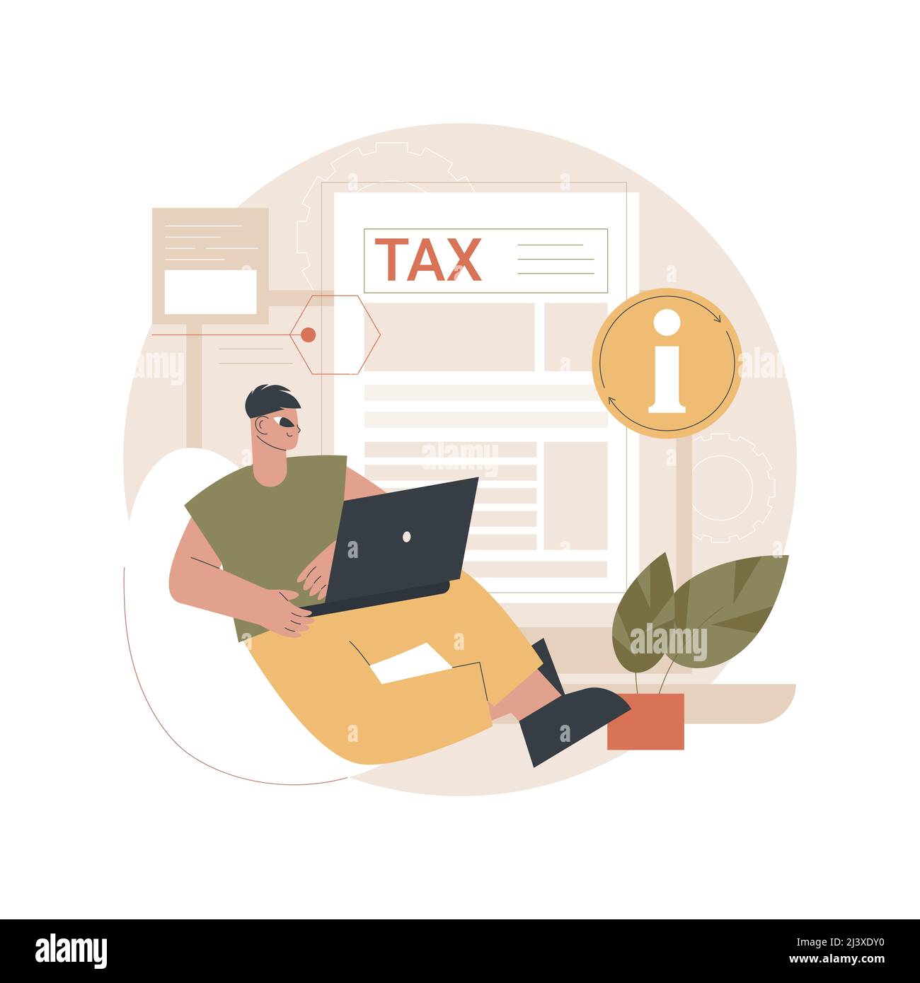 Provide and update your personal information abstract concept vector illustration. Tax filing, gather paperwork, employer form, earnings statement doc Stock Vector