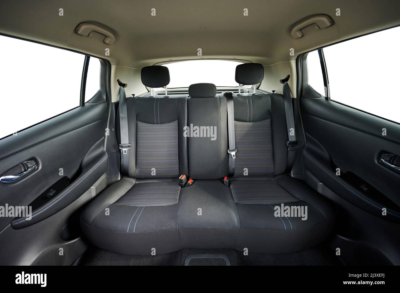 Back cloth clean car seat with isolated windows on white Stock Photo