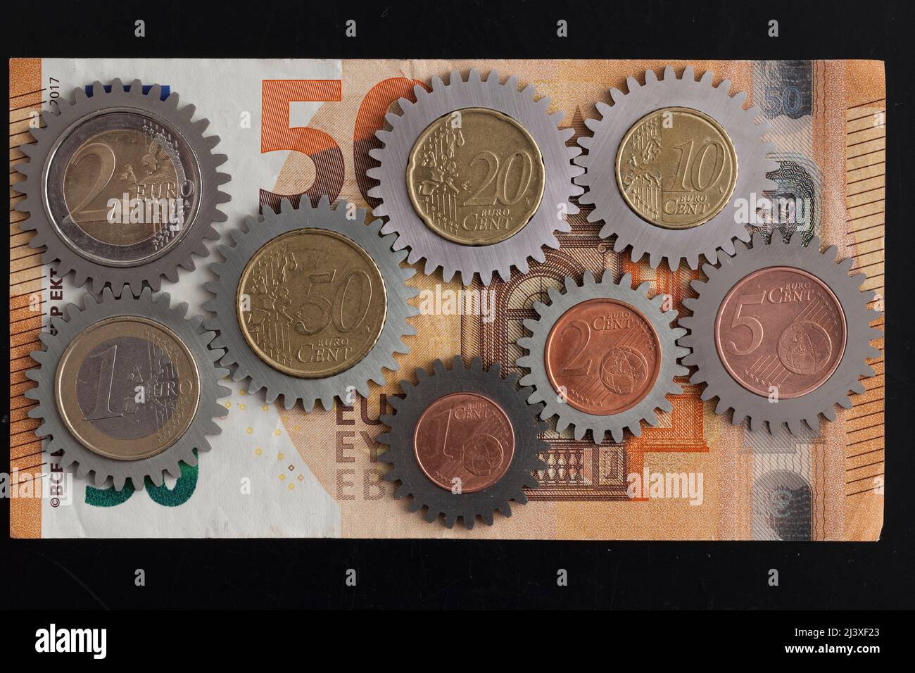 Euro, Zahnräder Stock Photo