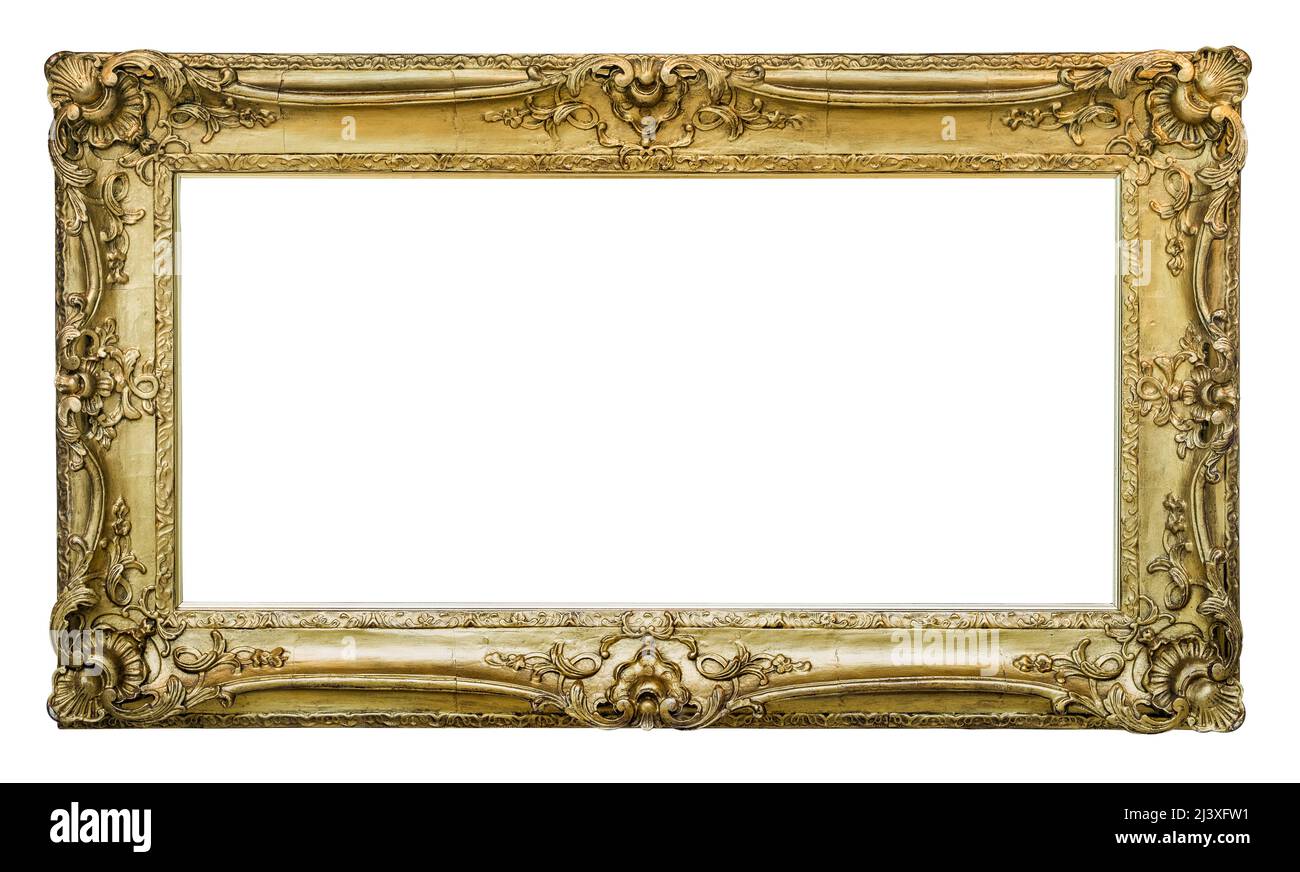 Isolated Ornate Gilded Picture Frame For Art Work, Empty On A White Background Stock Photo
