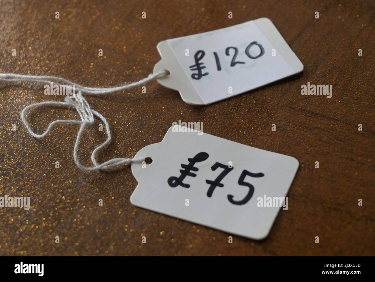 two price tags in uk pounds Stock Photo