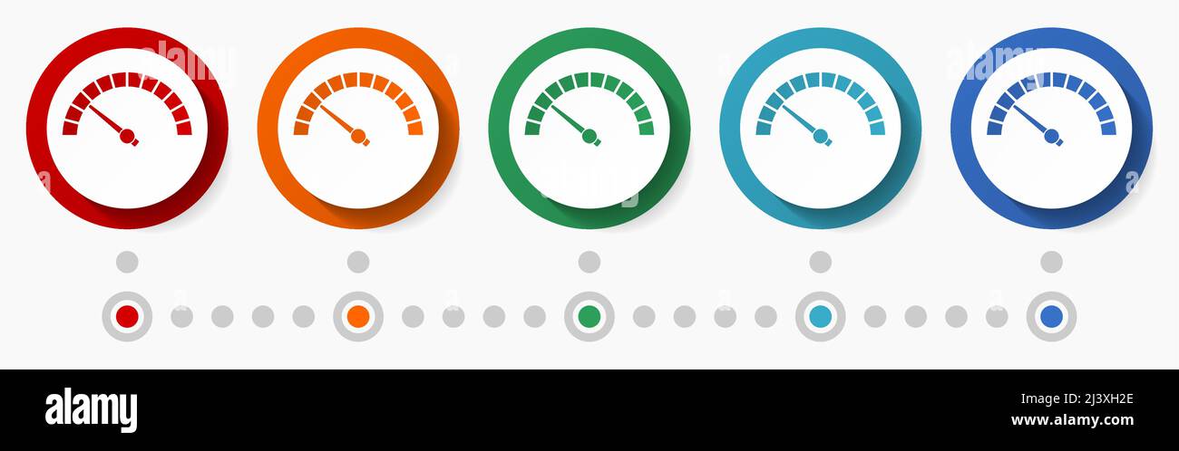 Speed meter concept vector icon set, infographic template, flat design ...
