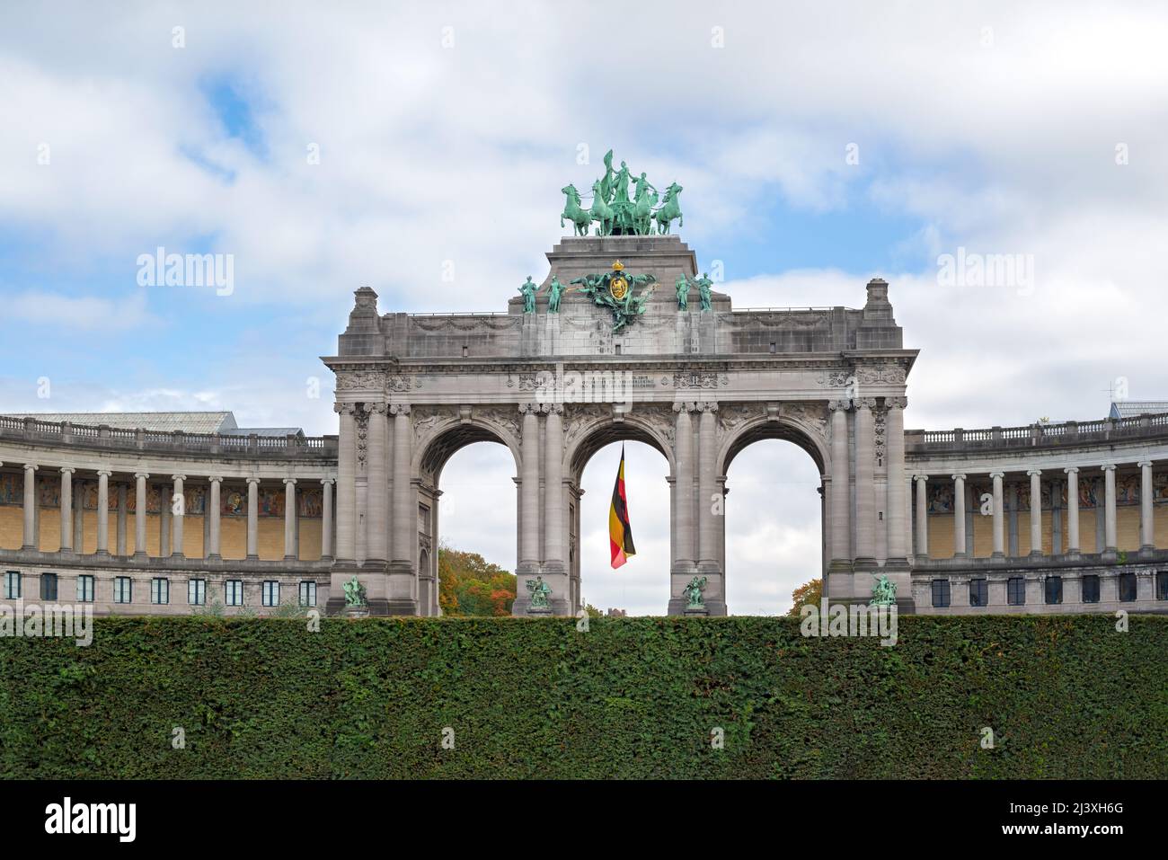 View of the Triumphal Arch (Cinquantenaire Arch) in the Jubilee Park, Brussels Belgium Stock Photo