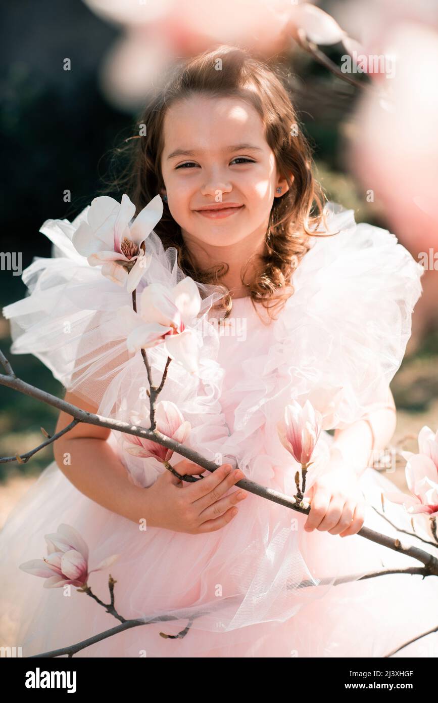 Young girl (aged 5) dressing up as a princess Stock Photo - Alamy