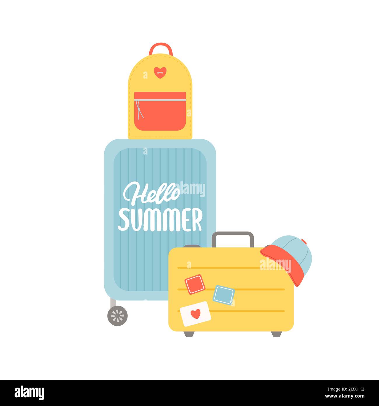 Hello summer baggage and travel elements vector Stock Vector