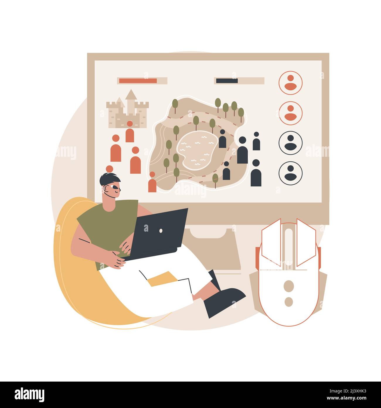 Strategy online games abstract concept vector illustration. Pc games