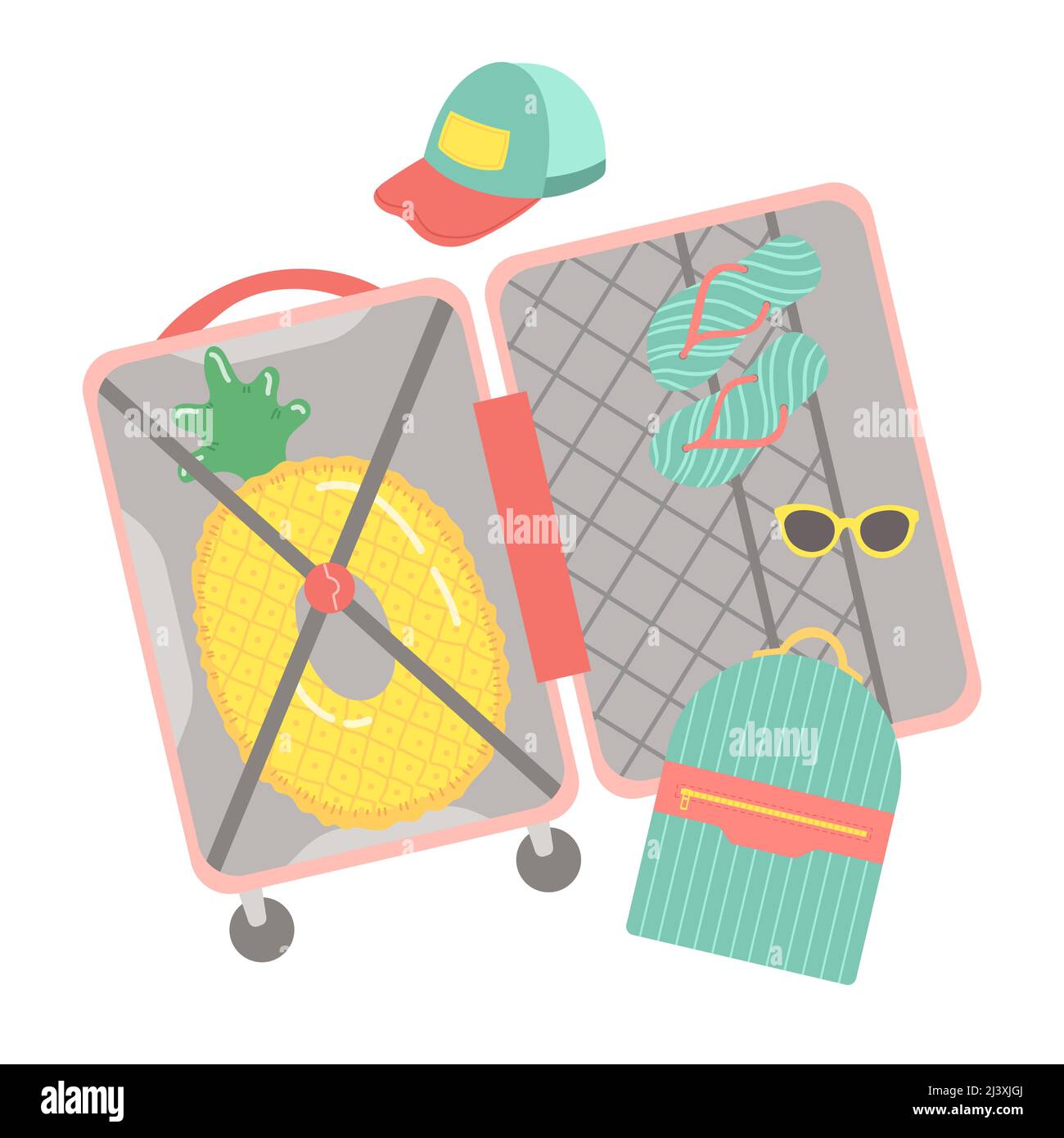 Hello summer baggage and travel elements vector Stock Vector