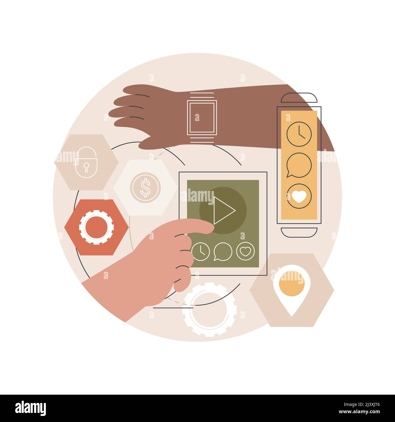 Wearable mobile app development abstract concept vector illustration ...