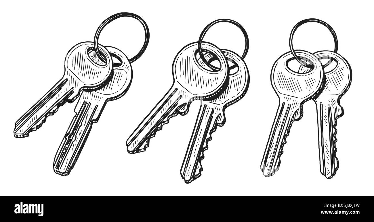 Bunch of keys sketch. Protection, privacy, security concept. House ...