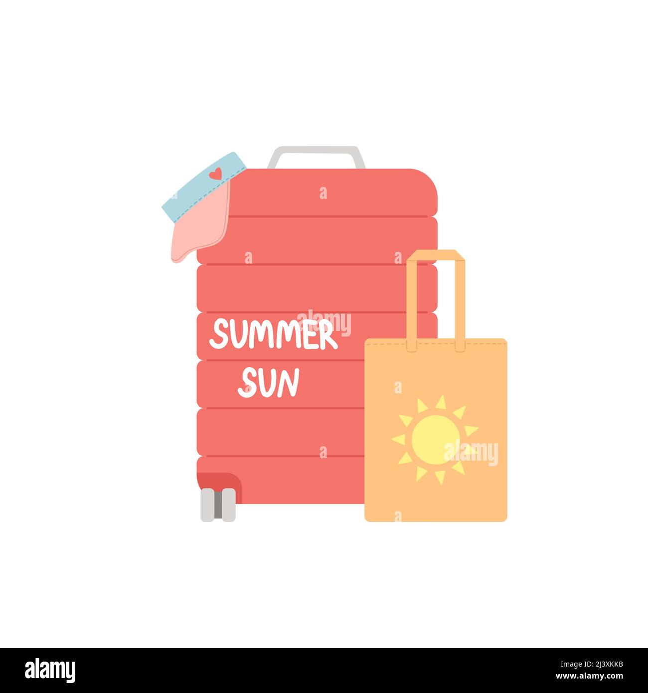 Hello summer baggage and travel elements vector Stock Vector