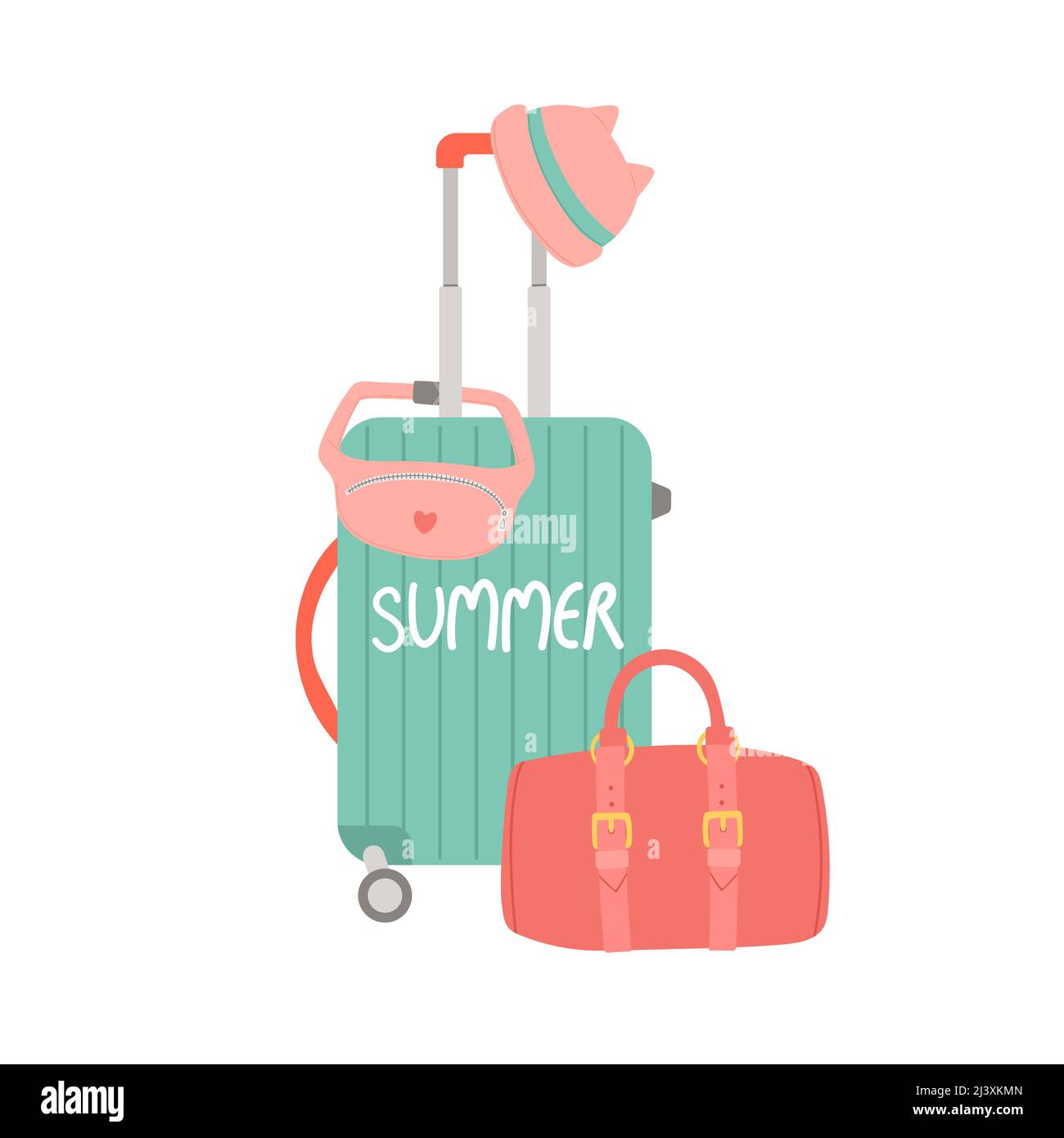 Hello summer baggage and travel elements vector Stock Vector