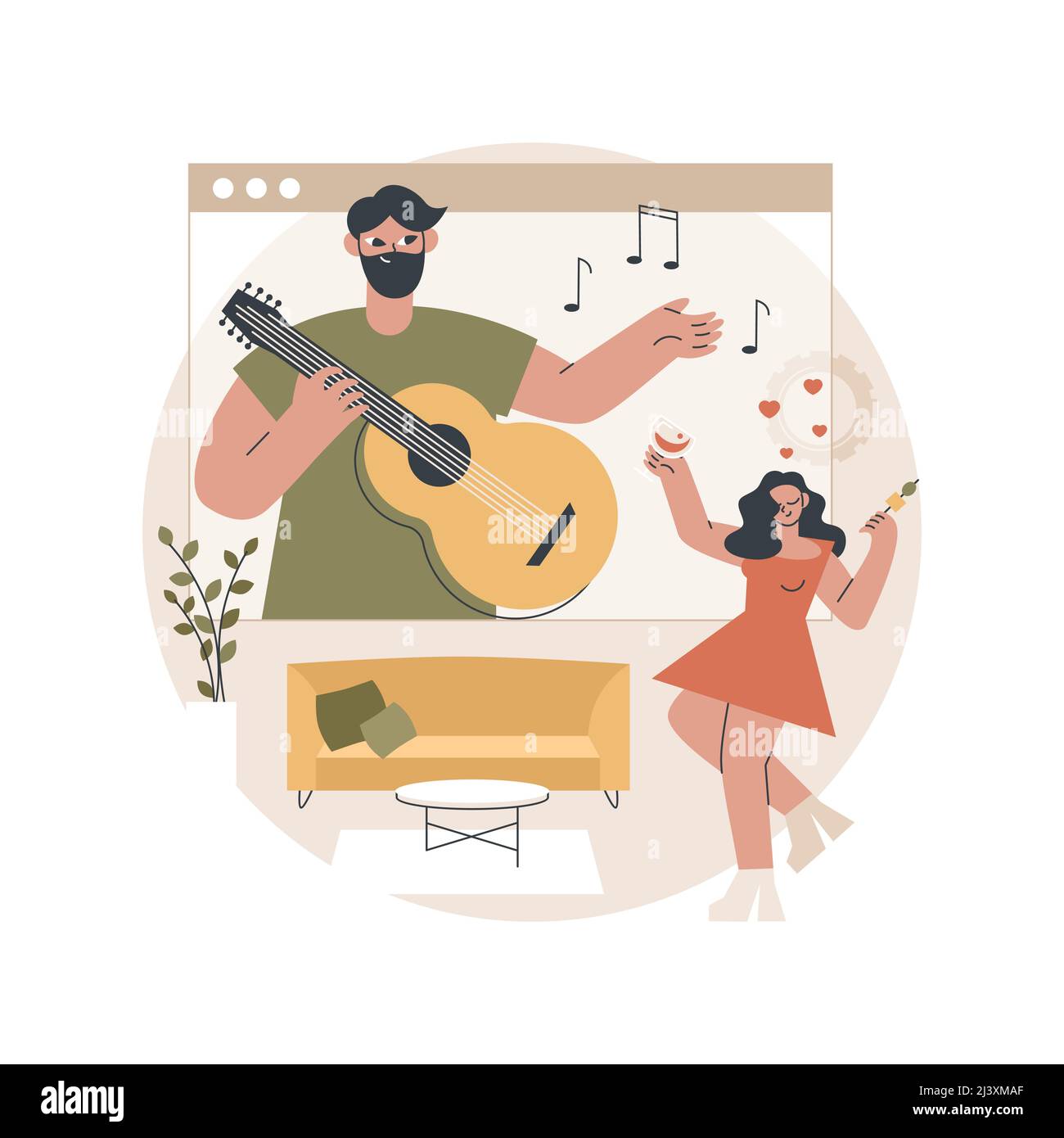 Cartoon Virtual Performance Virtual concert abstract concept vector illustration. Quarantine live ...