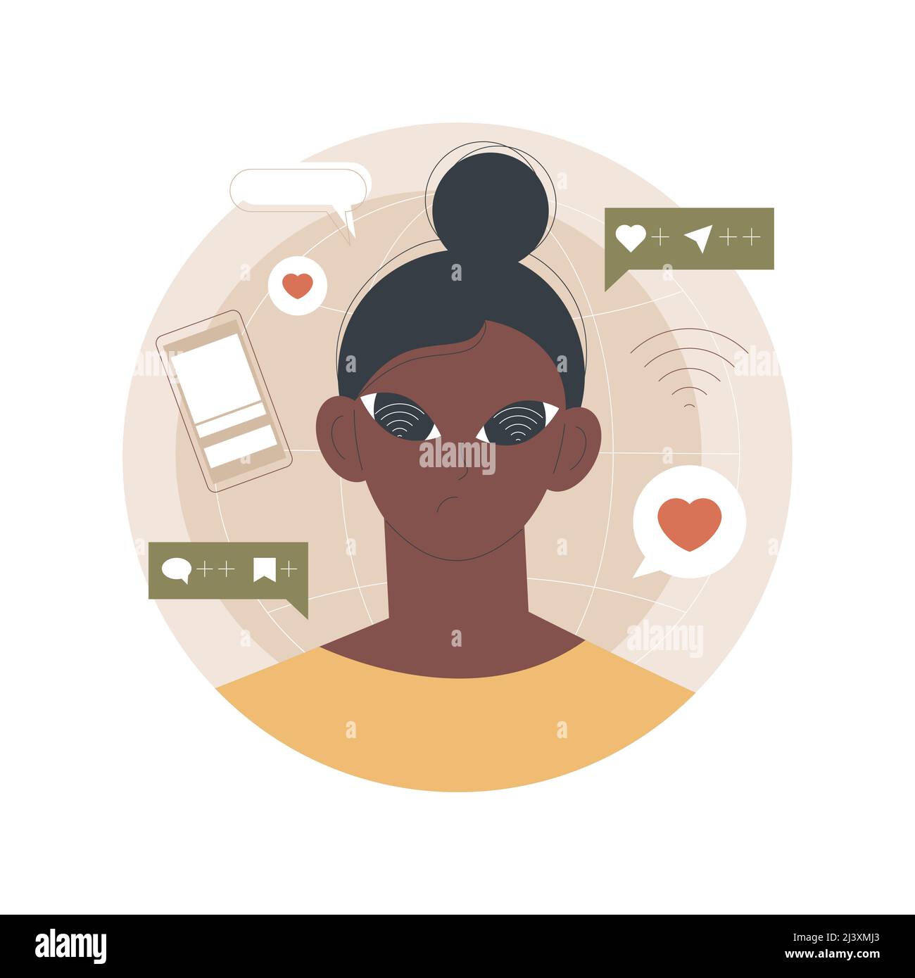 Computer Addiction Abstract Internet addiction abstract concept vector illustration. Real-life ...