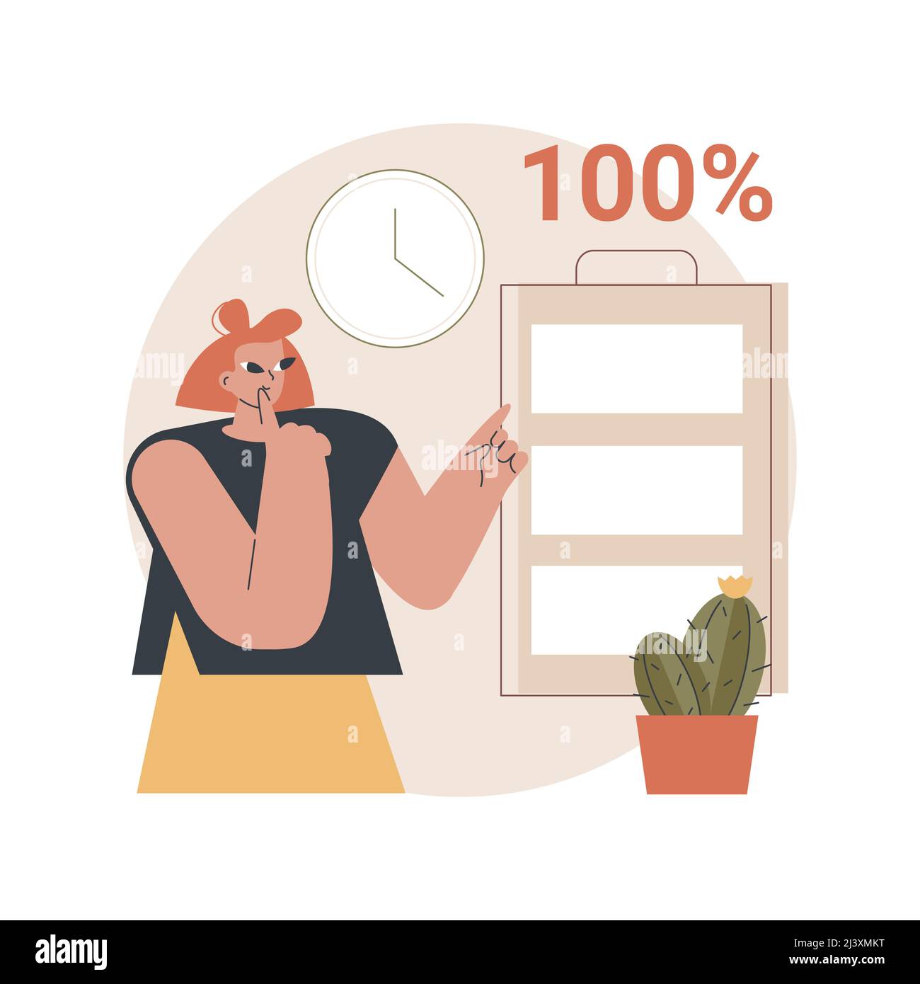 Battery runtime abstract concept vector illustration. Battery innovative solution, extend runtime, charging technology, long life, durability calculat Stock Vector