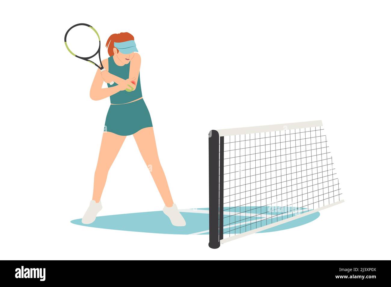 A vector illustration of Injured Tennis Player Sprained Elbow Stock Vector