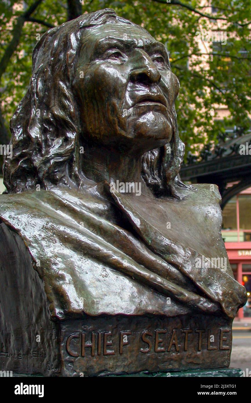 Chief Seattle bust, Seattle, Washington Stock Photo