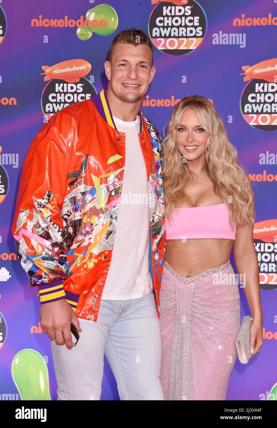 SANTA MONICA, CA - APRIL 09: (L-R) Rob Gronkowski and Camille Kostek
