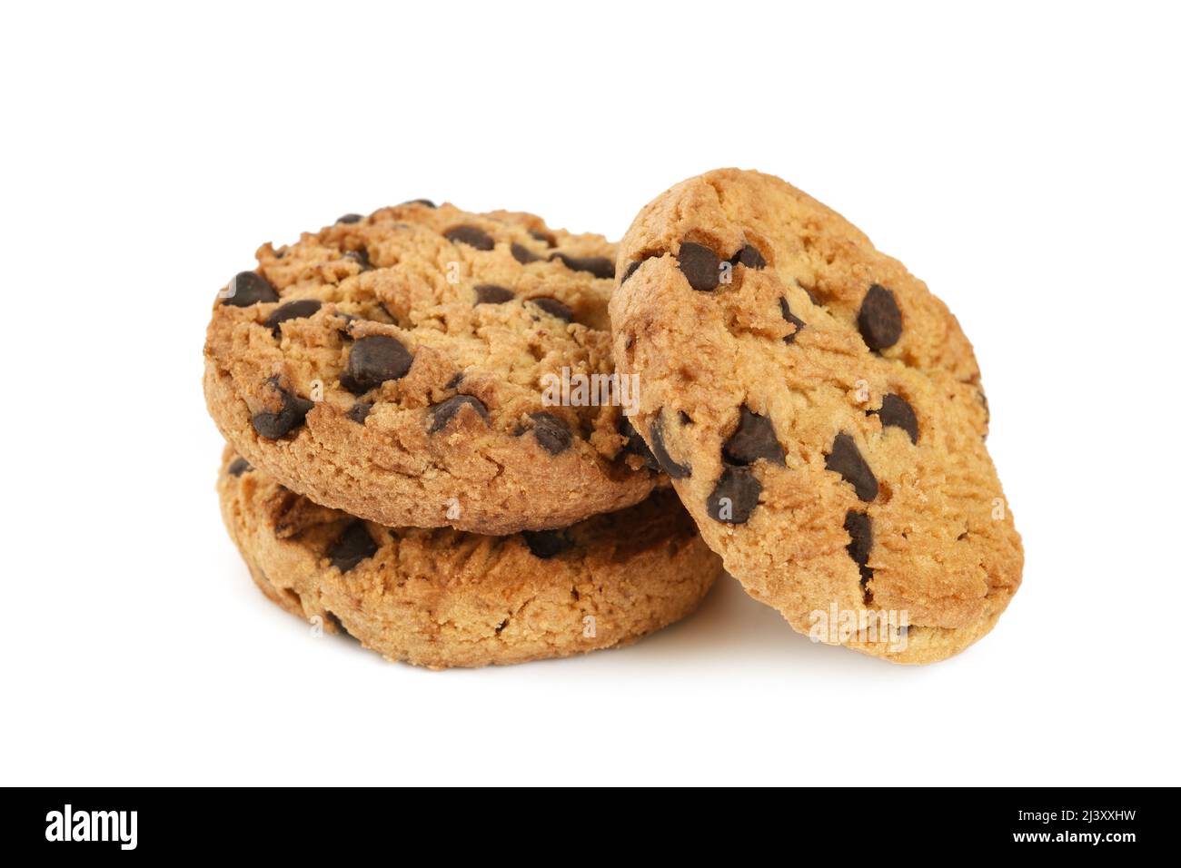 Chocolate chip cookies isolated on white background Stock Photo