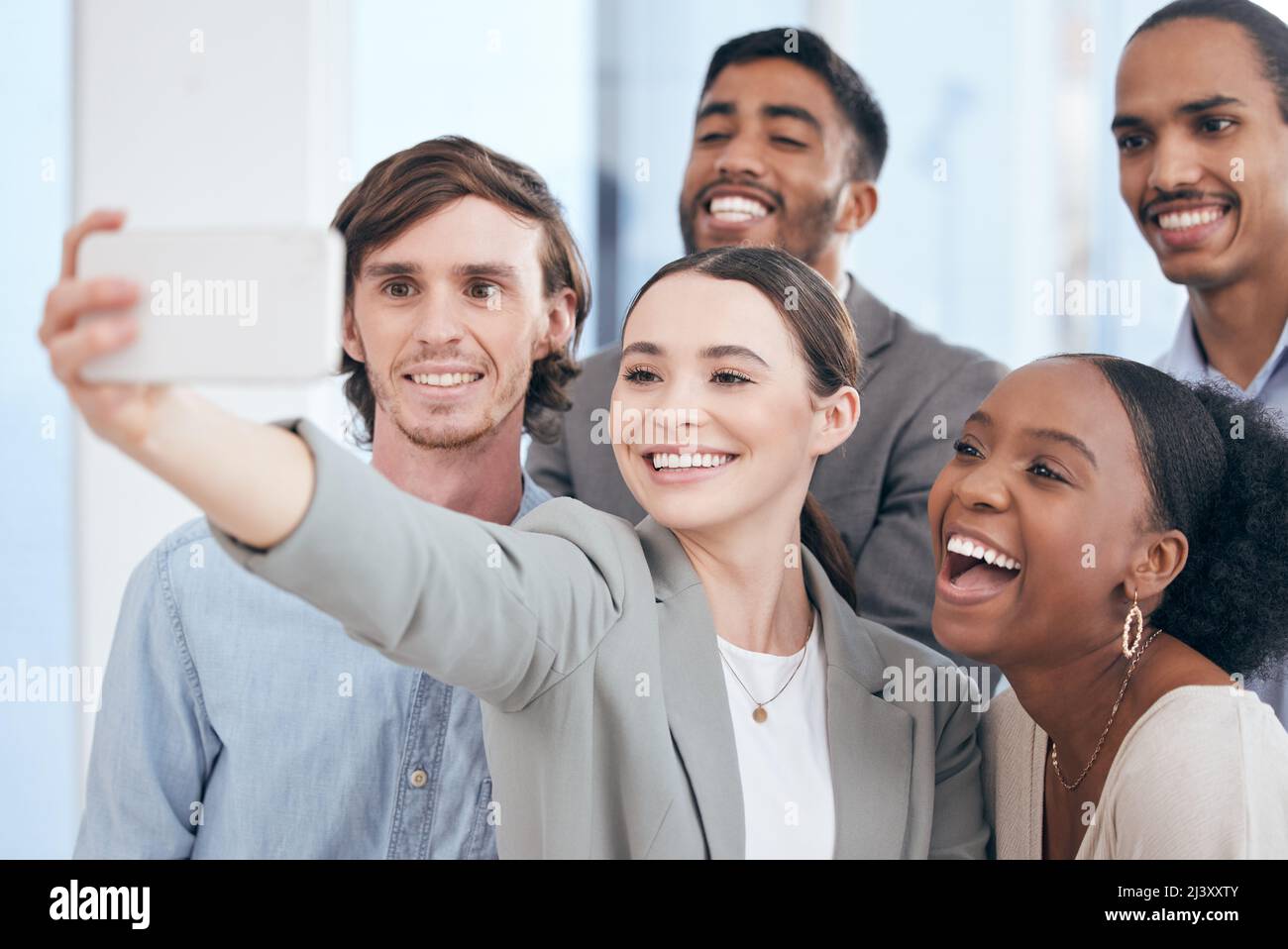 Theres always time for a selfie. Shot of a group of businesspeople taking a  selfie at work Stock Photo - Alamy