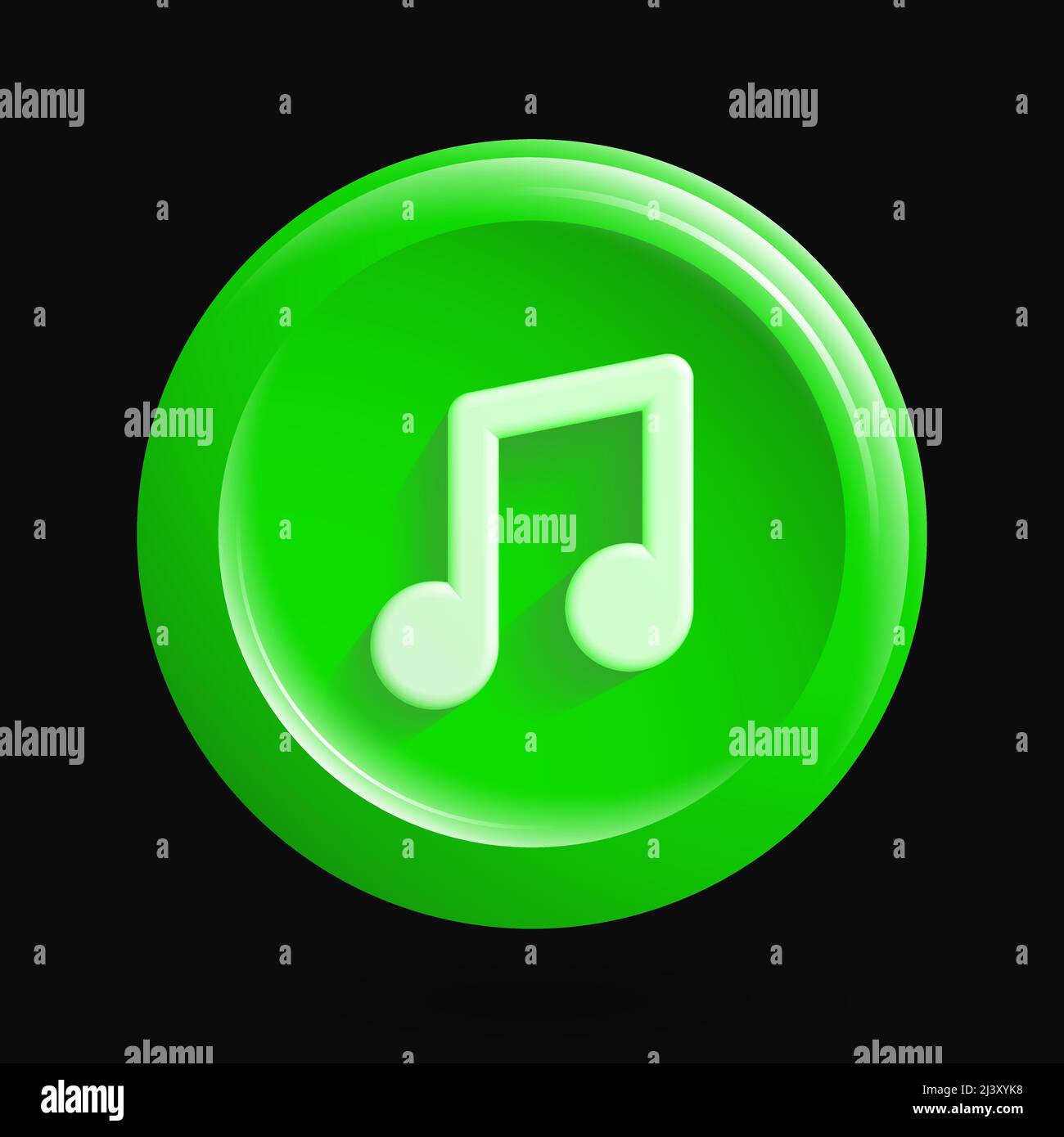 Green Music Icon. Round Isolated Button. Vector illustration Stock Vector