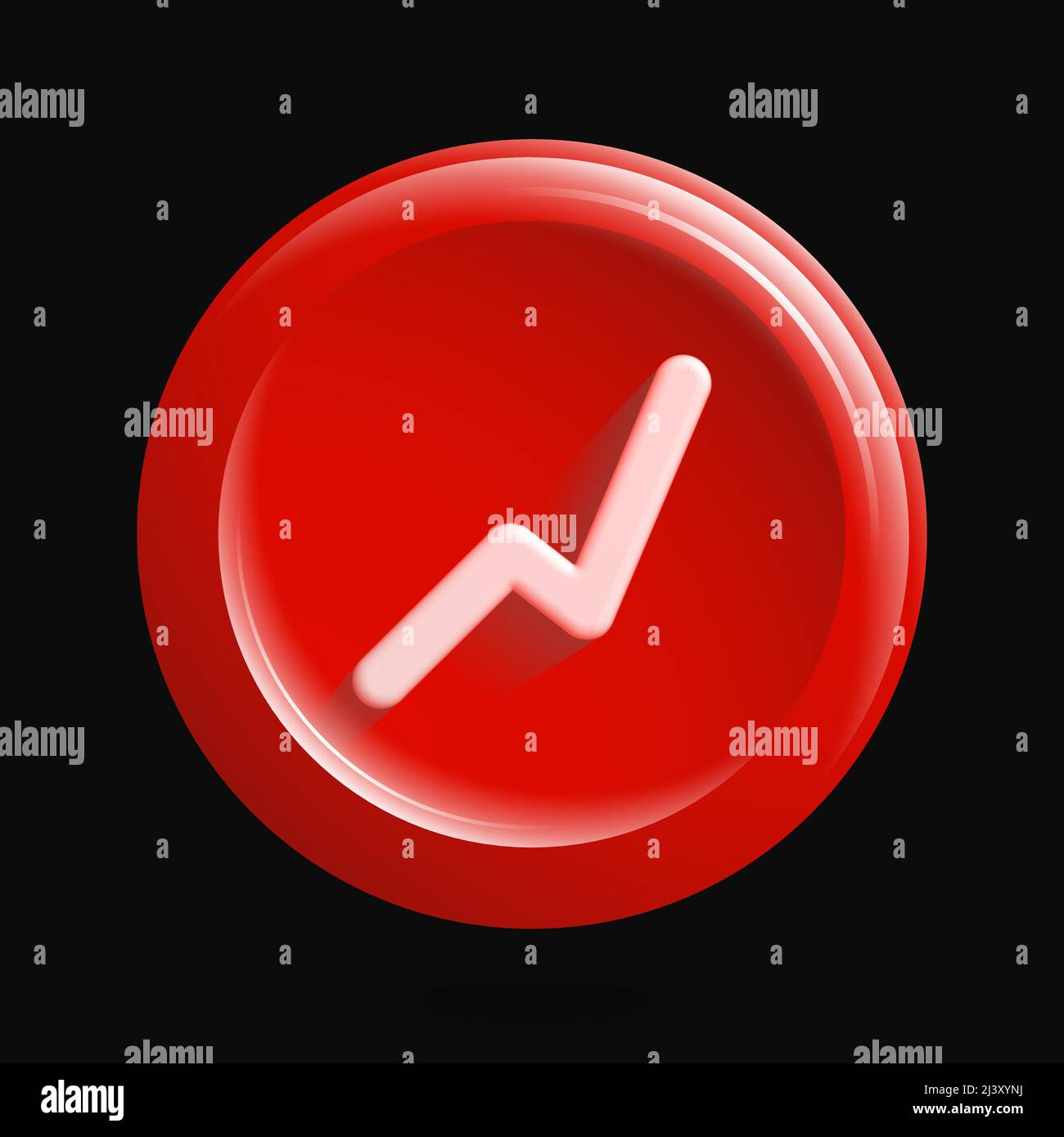 Chart 3D Icon. Red Isolated Graph Button. Vector illustration Stock Vector