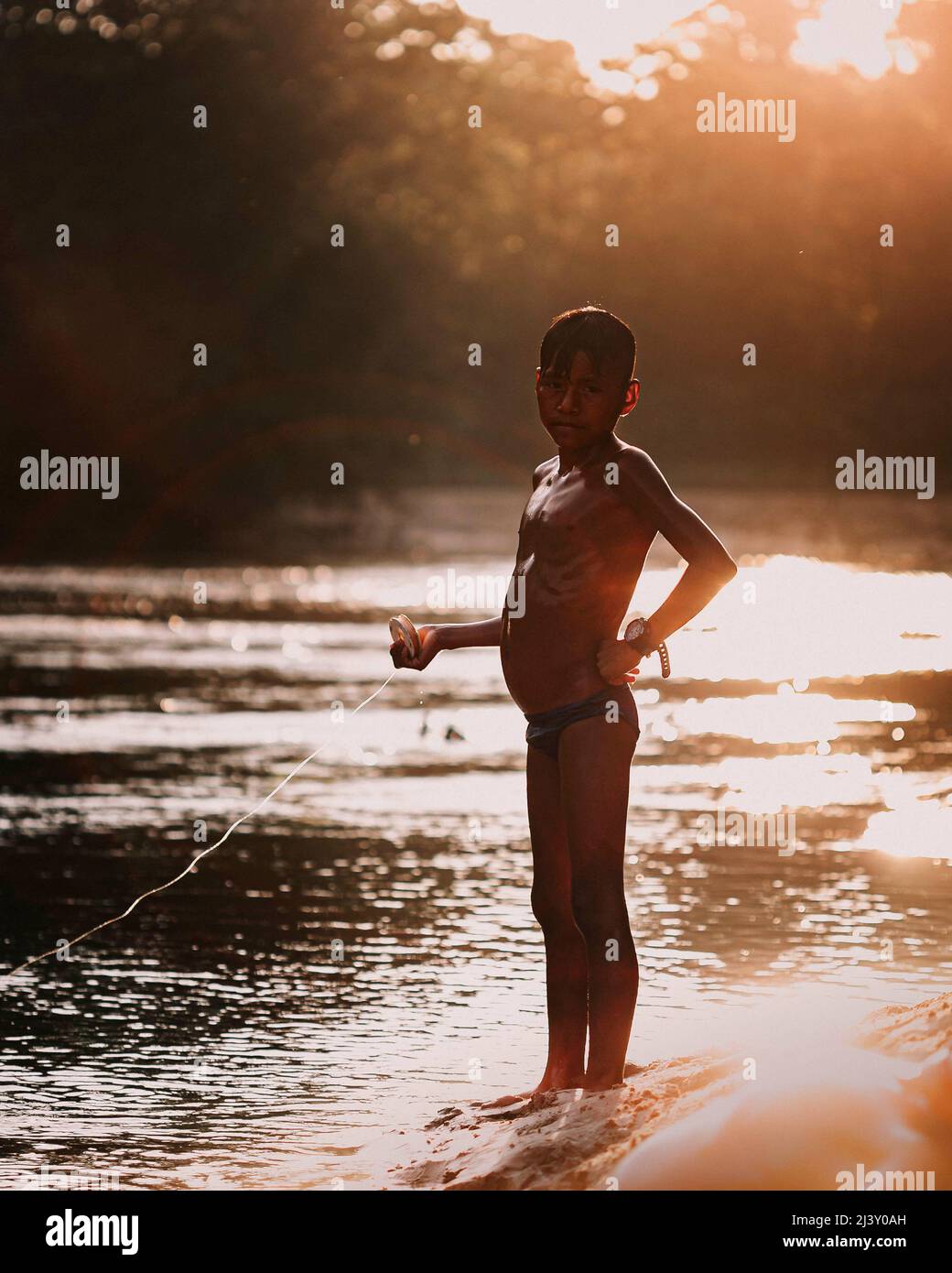 Indigenous children Amazon Jungle, Ecuador Stock Photo