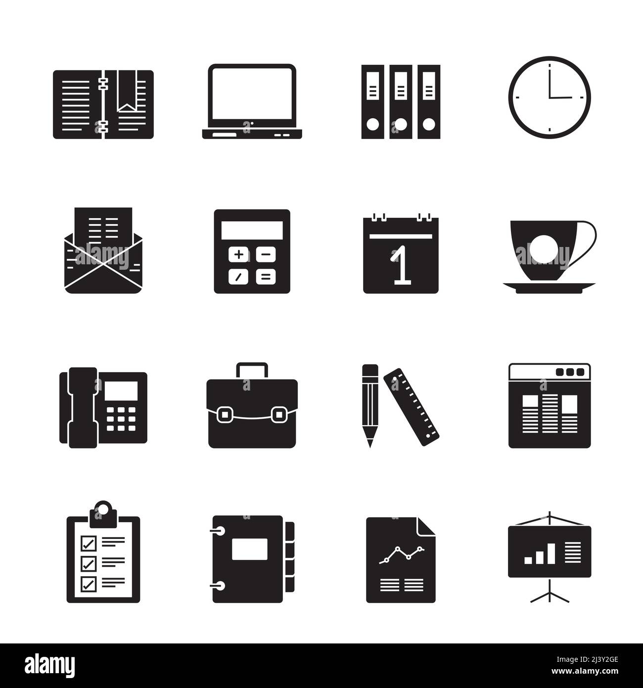 Silhouette Business and Office icons - vector icon set Stock Vector ...