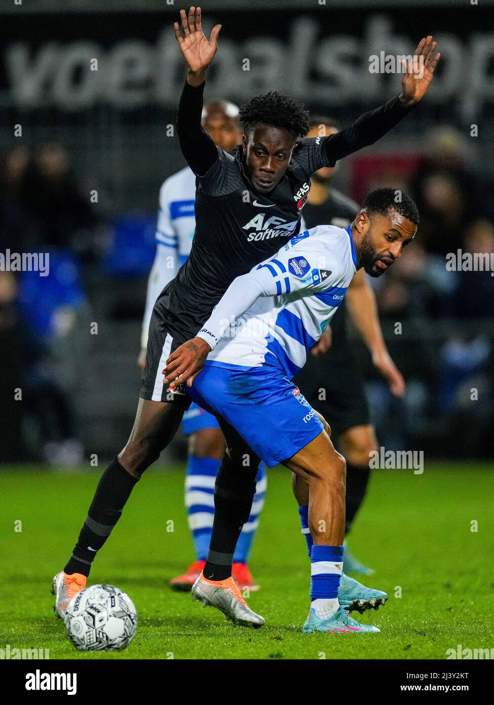 ZWOLLE (lr) Kamal Sowah of AZ Alkmaar, Djavan Anderson or PEC Zwolle during the Dutch