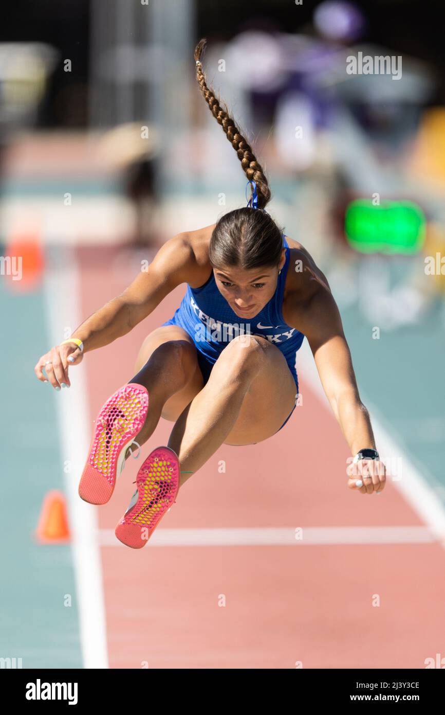 Sophie Galloway of Kentucky wins the triple jump with a leap of (41’ 7” / 12.68m), Saturday, April 9, 2022, in Baton Rouge, Louisiana. (Kirk Meche/Ima Stock Photo