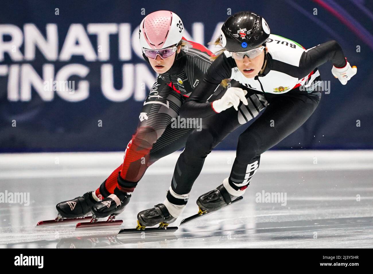 MONTREAL, CANADA - APRIL 10: Kim Boutin of Canada during Day 3 of the ISU World Short Track Championships at the Maurice Richard Arena on April 10, 2022 in Montreal, Canada (Photo by Andre Weening/Orange Pictures) Stock Photo