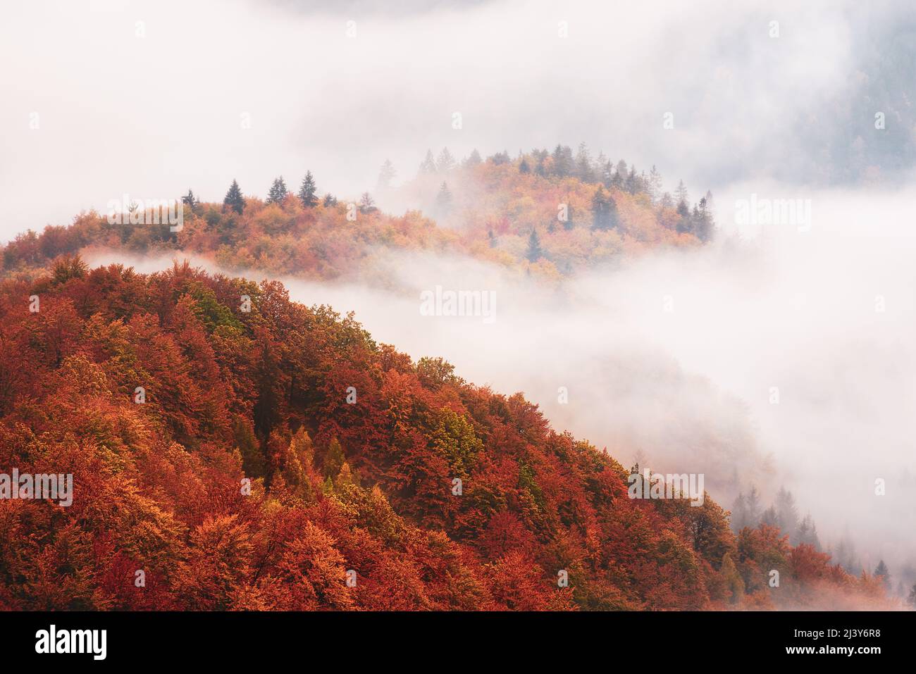 Misty mountain landscape Stock Photo - Alamy