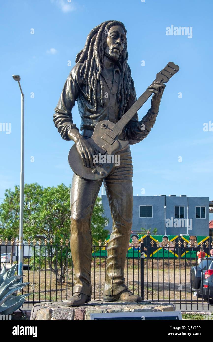 Bob Marley Statue in Independence Park, Kingston, Jamaica, Greater Antilles, Caribbean Stock Photo
