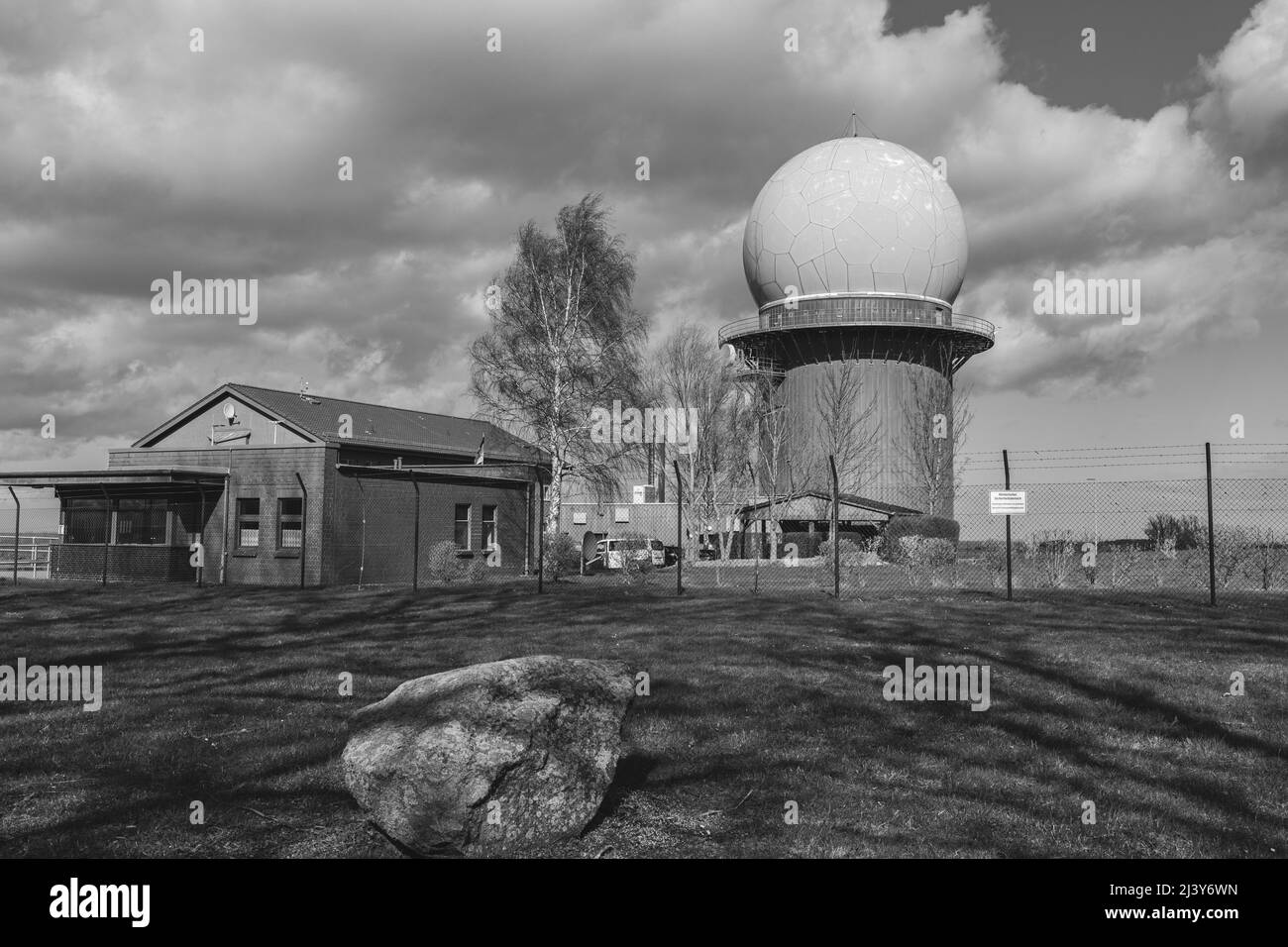 on a hill stands the military radar station Elmenhorst Stock Photo